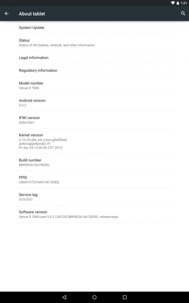 Dell Venue 8 7840 обновился до Android 5.0.2 Lollipop