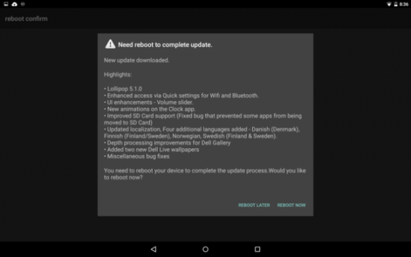 Dell Venue 8 7840 обновляется до Android 5.1