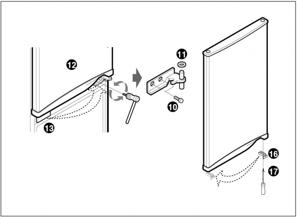 Перевешивание двери холодильника Атлант