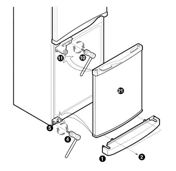 Перевешивание двери холодильника Атлант